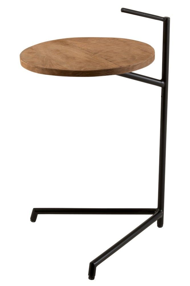 Černý kovový odkládací stolek s dřevěnou deskou Mango - Ø 35*42*65 cm J-Line by Jolipa - LaHome - vintage dekorace