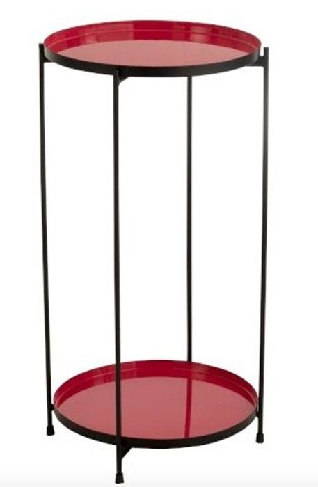 Červený kovový odkládací stolek Cerise - 32*8*60 cm J-Line by Jolipa - LaHome - vintage dekorace