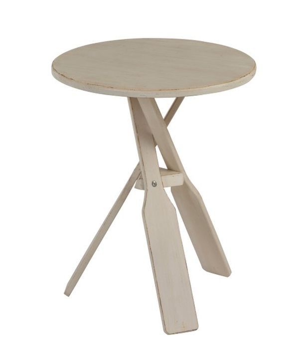 Béžový dřevěný odkládací stolek s pádly Paddles - Ø 45*56cm J-Line by Jolipa - LaHome - vintage dekorace
