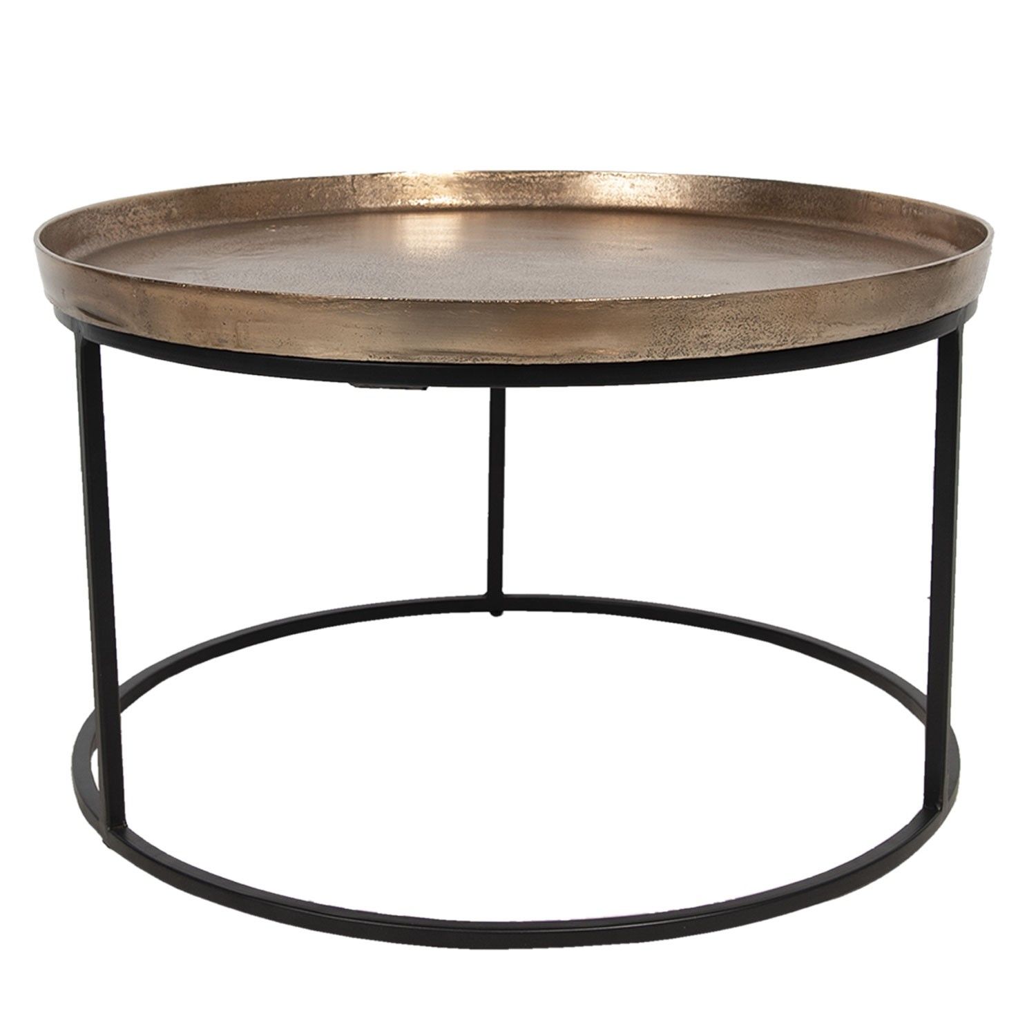 Kovový odkládací stolek ve zlato-černém provedení Devereux – Ø 60*35 cm Clayre & Eef - LaHome - vintage dekorace