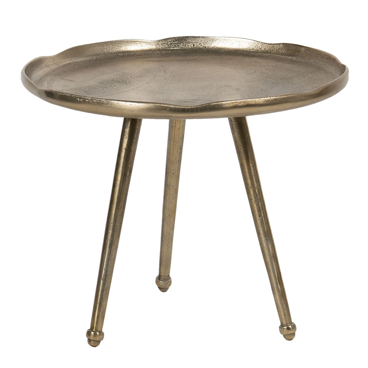 Zlatý odkládací stolek s vlnitým okrajem Chrestien – Ø 59*45 cm Clayre & Eef - LaHome - vintage dekorace