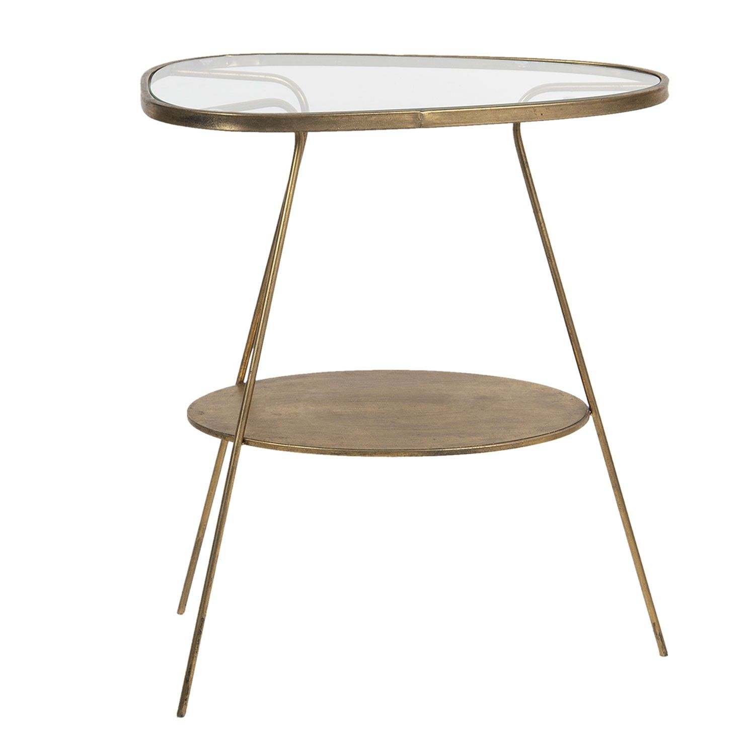 Zlatý kovový odkládací stolek se skleněnou deskou Rébecca - 61*37*70 cm Clayre & Eef - LaHome - vintage dekorace