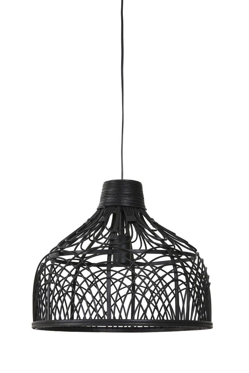 Černé stropní svítidlo s ratanovým stínidlem ø 42 cm Pocita – Light & Living - LaHome - vintage dekorace