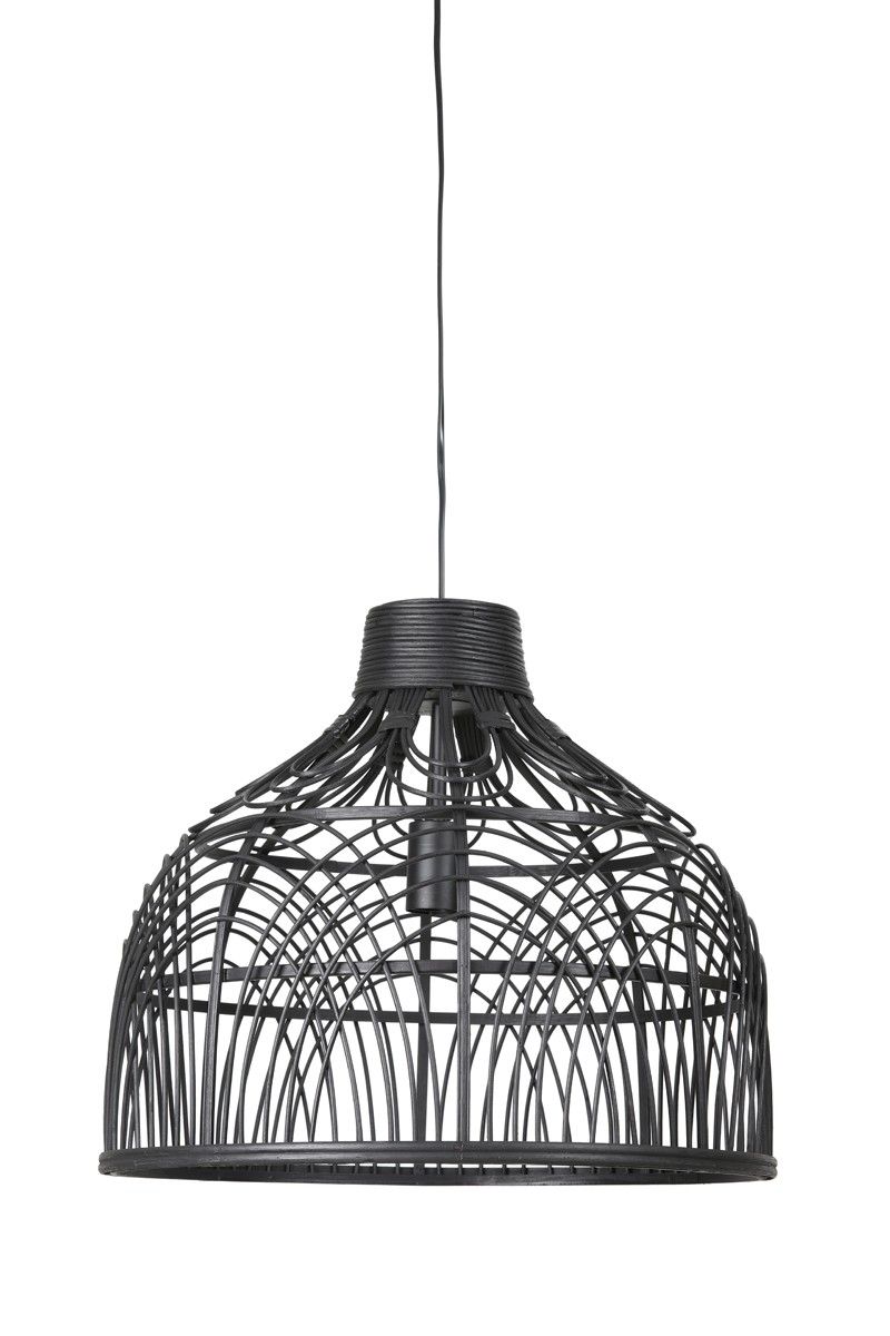 Černé ratanové závěsné světlo Pocita - Ø 48*43cm Light & Living - LaHome - vintage dekorace