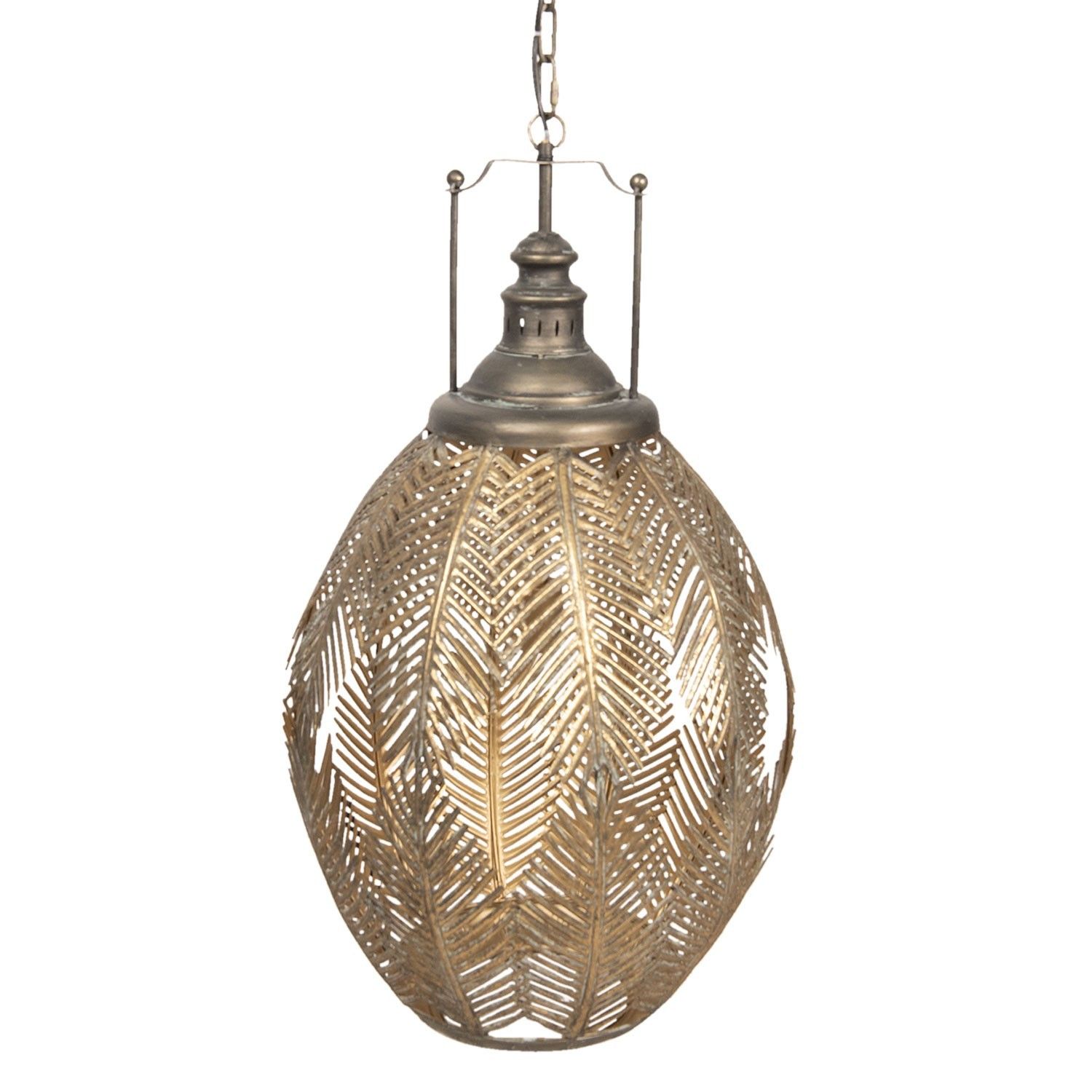 Zlatá kovová závěsná lampa Baldoin - 45*45*77/186 cm E27/max 1*40W Clayre & Eef - LaHome - vintage dekorace