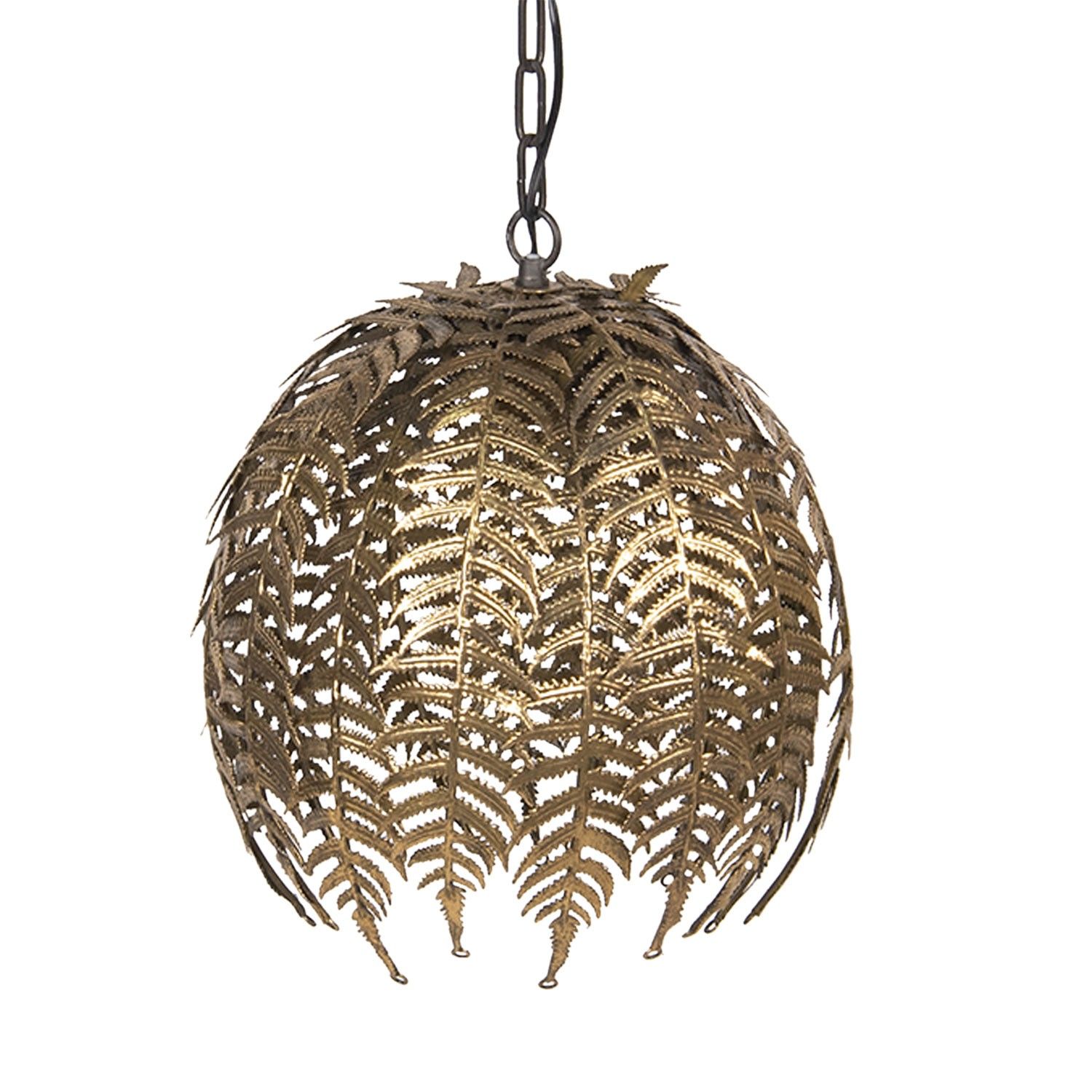 Zlaté závěsné světlo s listy – Ø 45*41 cm Clayre & Eef - LaHome - vintage dekorace