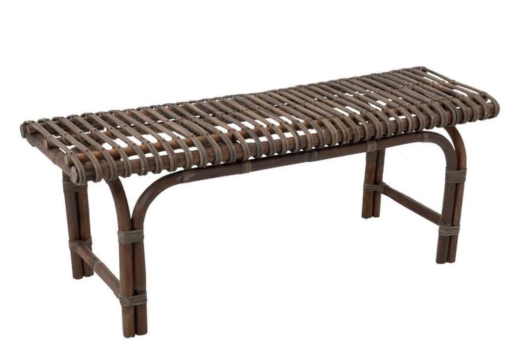 Hnědá ratanová lavice George - 120*42*45 cm - LaHome - vintage dekorace