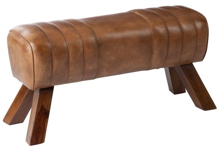 Hnědá kožená lavice v podobě gymnastické Cognac - 91*36*48 cm J-Line by Jolipa - LaHome - vintage dekorace