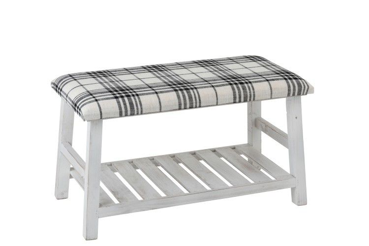 Bílá dřevěná lavice s textilním sedákem Matte - 80*40*44cm J-Line by Jolipa - LaHome - vintage dekorace