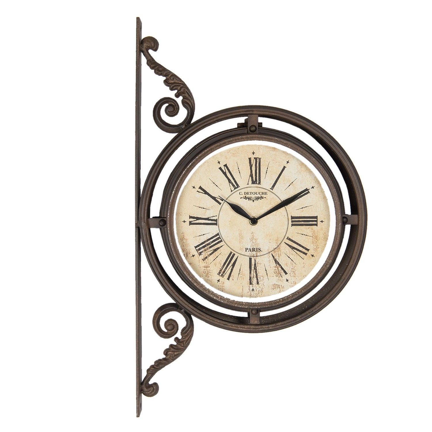 Hnědé nástěnné retro hodiny - 34*10*59 cm / 1*AA Clayre & Eef - LaHome - vintage dekorace