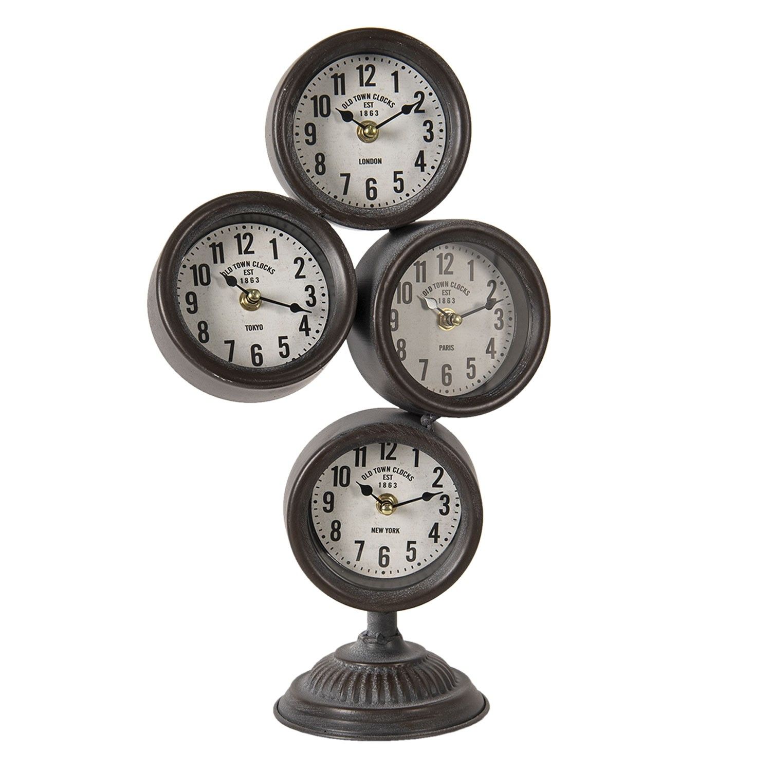 Kovové vintage hodiny se světovými časy Old Town Clocks - 24*13*43 cm / 4*AA Clayre & Eef - LaHome - vintage dekorace