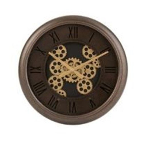 Nástěnné hodiny s kovovým rámem a zlatými ozubenými kolečky Jessamond - Ø 52*7 cm J-Line by Jolipa - LaHome - vintage dekorace