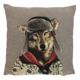 Gobelínový polštář Vlk s čepicí - 45*15*45 cm Mars & More LaHome - vintage dekorace