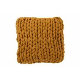 Pletený okrový polštář Tricot ochre - 40*40 cm J-Line by Jolipa