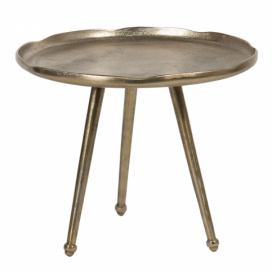 Odkládací stolek zlatý s vlnitým okrajem Chrestien – Ø 70*50 cm Clayre & Eef
