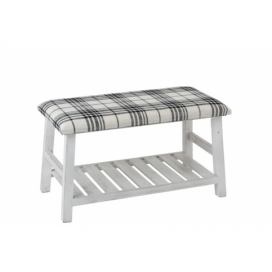 Bílá dřevěná lavice s textilním sedákem Matte - 80*40*44cm J-Line by Jolipa
