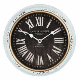 Mintové vintage nástěnné hodiny s patinou Cafe De La Tour – Ø 24 *3 cm / 1*AA Clayre & Eef