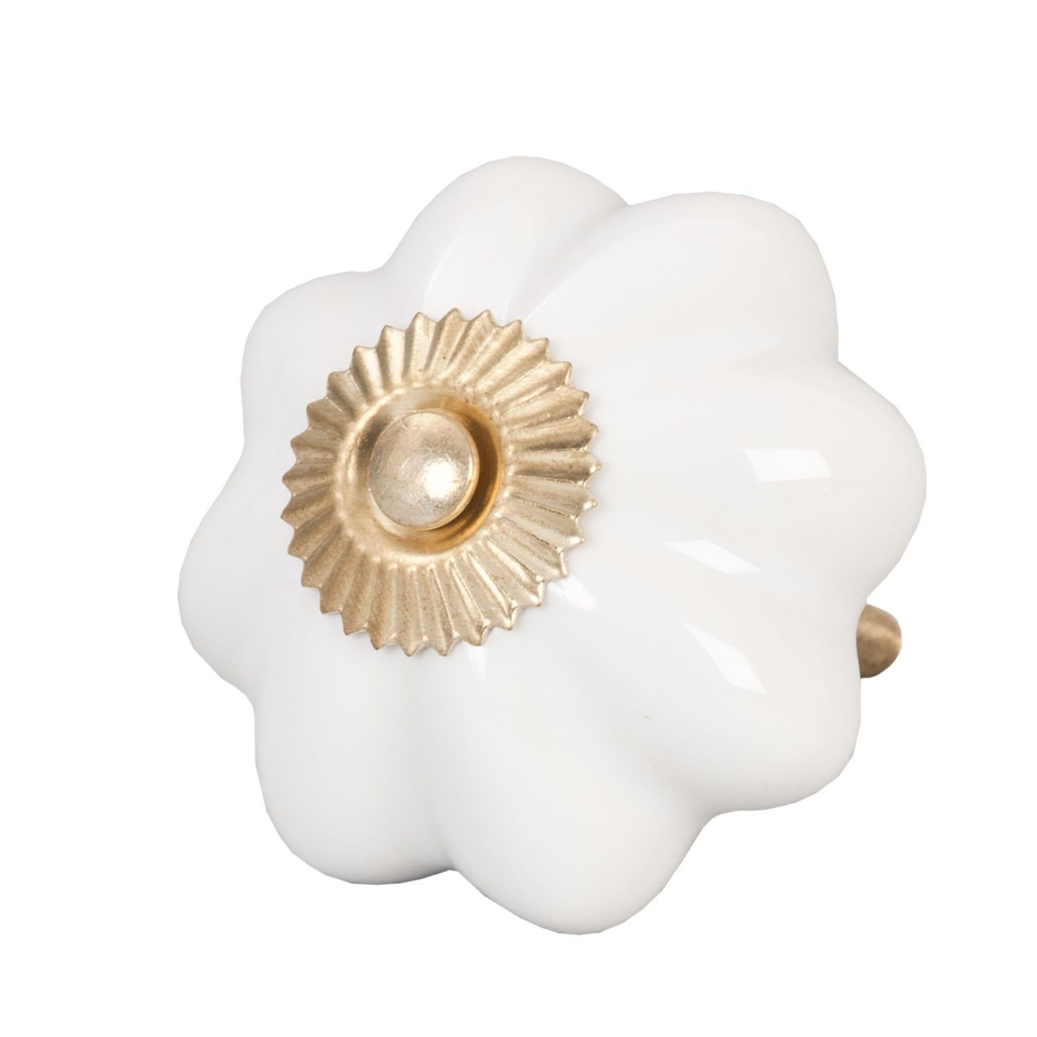 Keramická úchytka Bílá květina – Ø 5 cm Clayre & Eef - LaHome - vintage dekorace