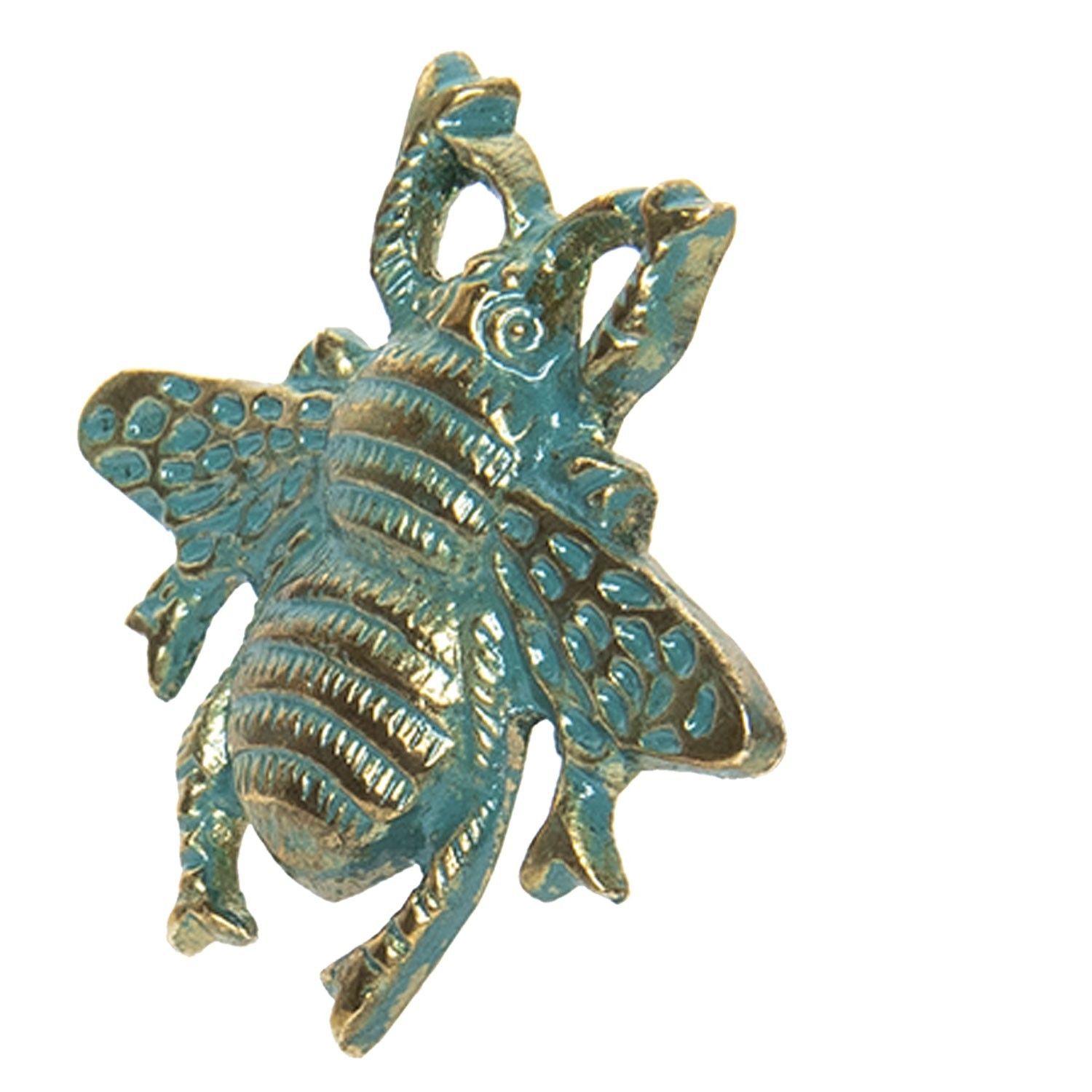 Modro-zlatá kovová úchytka Včela - 6*6 cm Clayre & Eef - LaHome - vintage dekorace