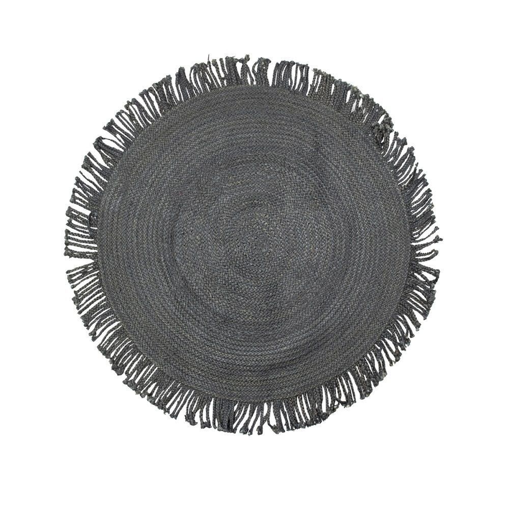 Černý jutový koberec s třásněmi Fringi - Ø120*1cm Mars & More - LaHome - vintage dekorace