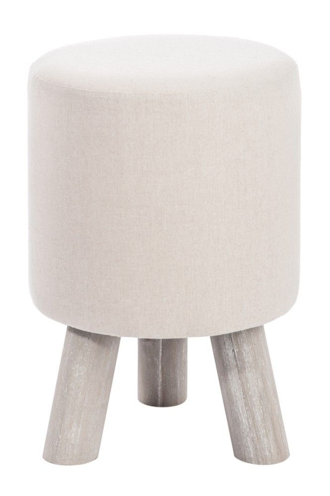 Dřevěná stolička s béžovým textilním sedákem - Ø 30*44 cm J-Line by Jolipa - LaHome - vintage dekorace