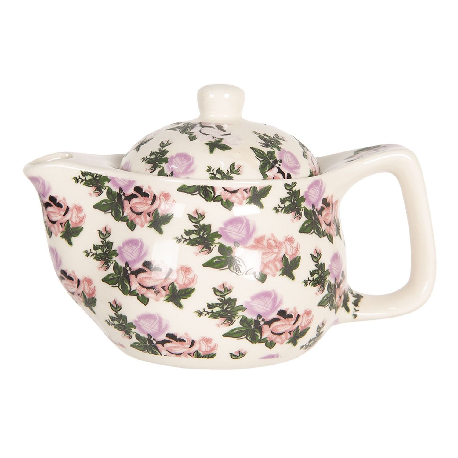 Konvička na čaj s motivem růží - Ø 16*11 cm / 0,4L Clayre & Eef - LaHome - vintage dekorace