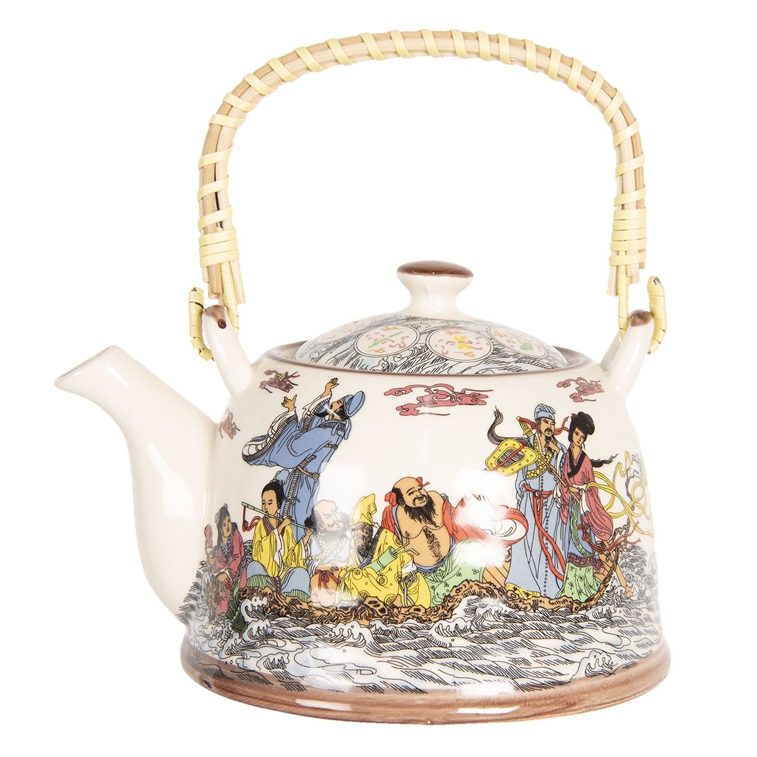 Konvička na čaj s japonskými motivy - 18*14*12 cm / 0,8L Clayre & Eef - LaHome - vintage dekorace
