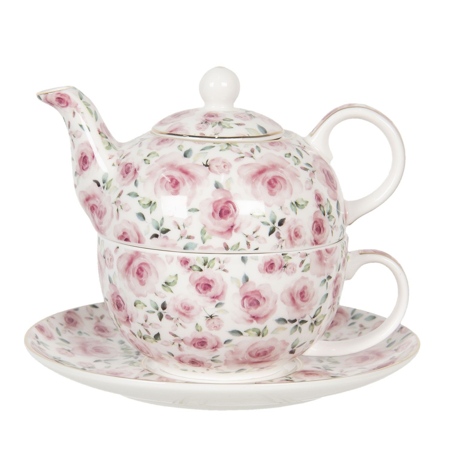 Porcelánová konvička tea for one Des Roses Clayre & Eef - LaHome - vintage dekorace