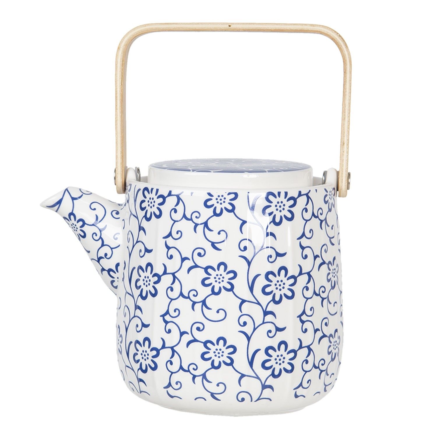 Porcelánová konvička na čaj s modrými květy - 0,8L Clayre & Eef - LaHome - vintage dekorace