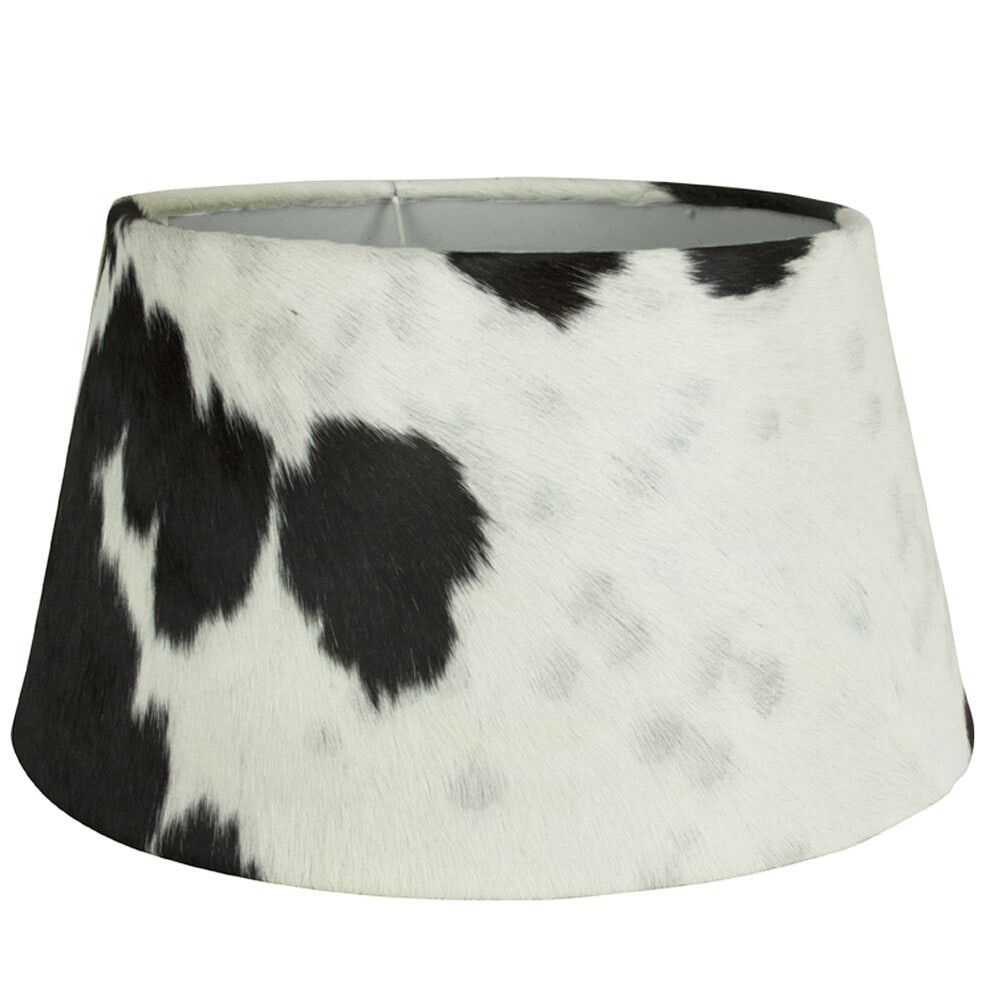 Stínidlo lampy z kravské kůže černá/ bílá - Ø 40*22,5cm Mars & More - LaHome - vintage dekorace