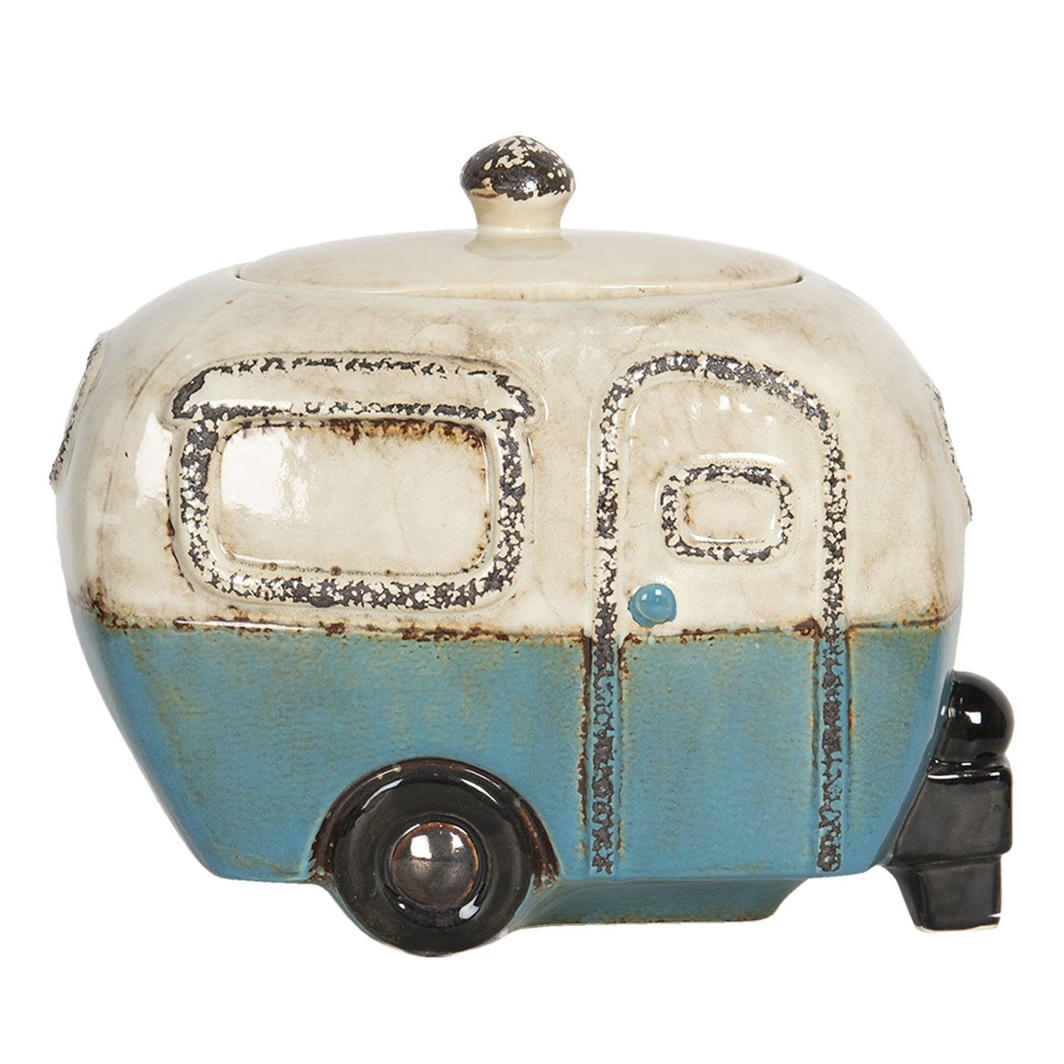 Keramická odkládací dóza v designu retro karavanu - 26*13*21 cm Clayre & Eef - LaHome - vintage dekorace