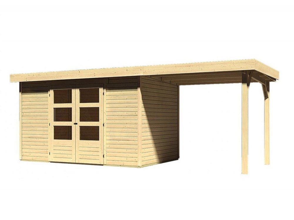 Dřevěný zahradní domek ASKOLA 4 s přístavkem 240 Lanitplast Smrk - DEKORHOME.CZ