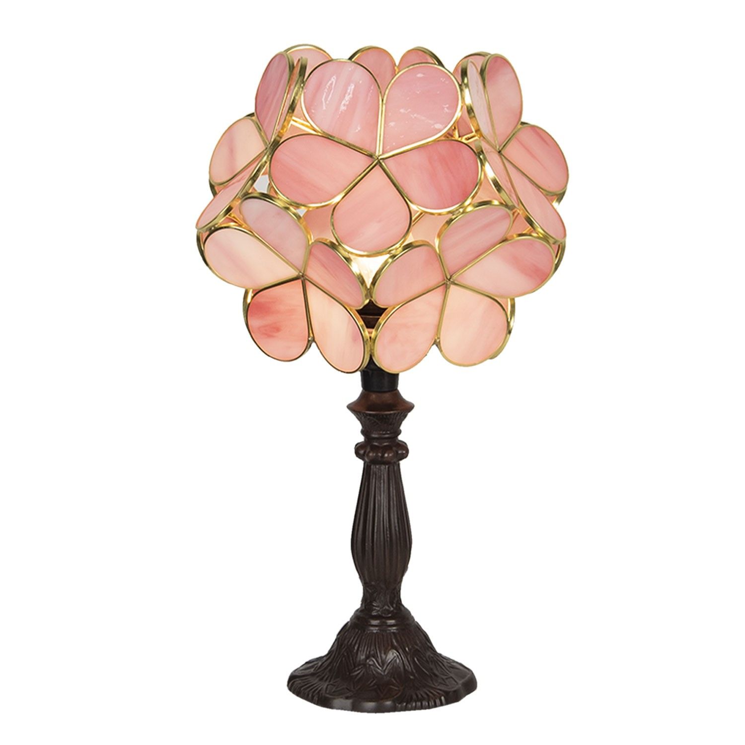 Růžová stolní lampa Tiffany Bloom - 21*21*38 cm Clayre & Eef - LaHome - vintage dekorace