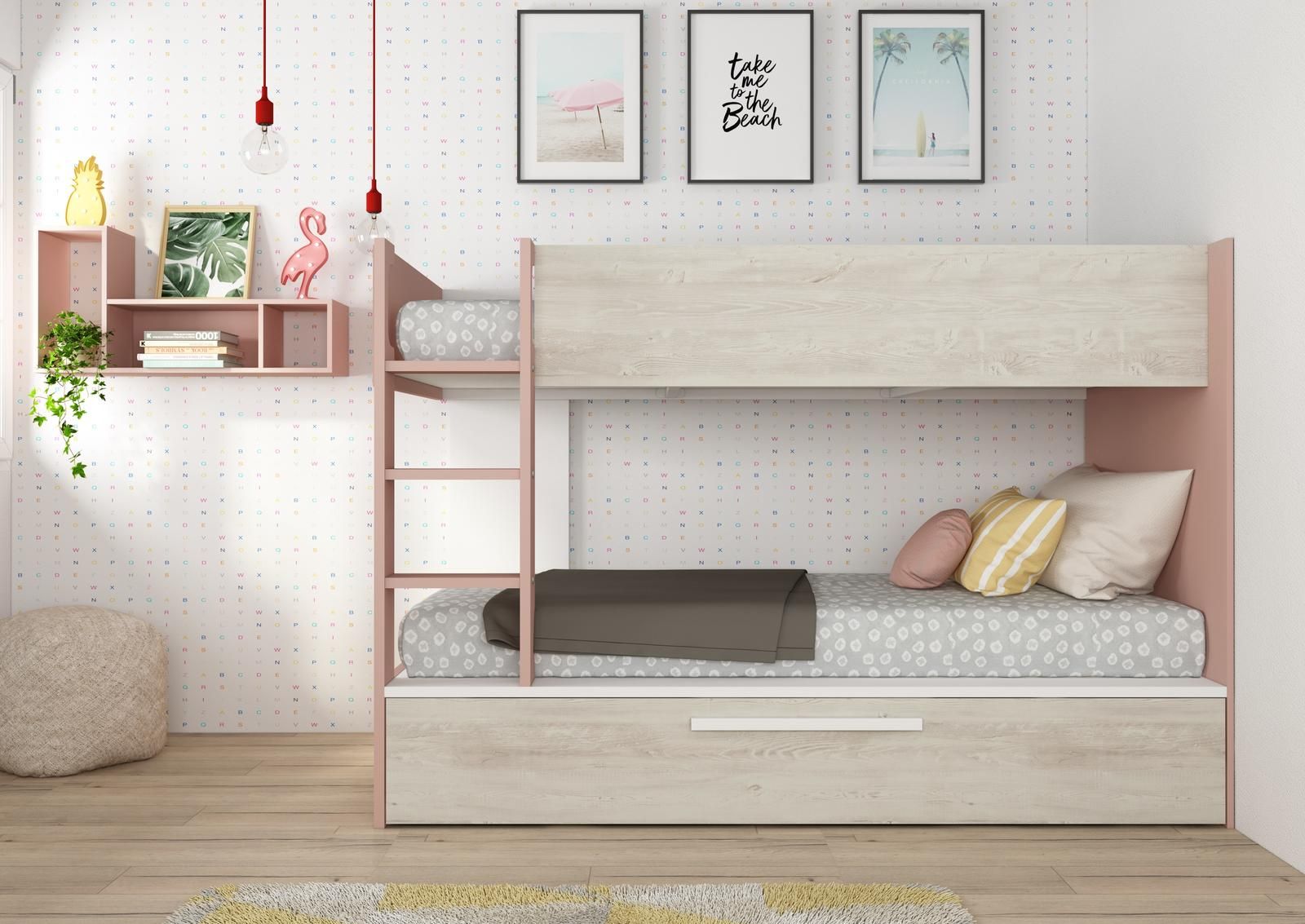Aldo Dětská patrová postel s přistýlkou - Cascina Antique pink - Nábytek ALDO