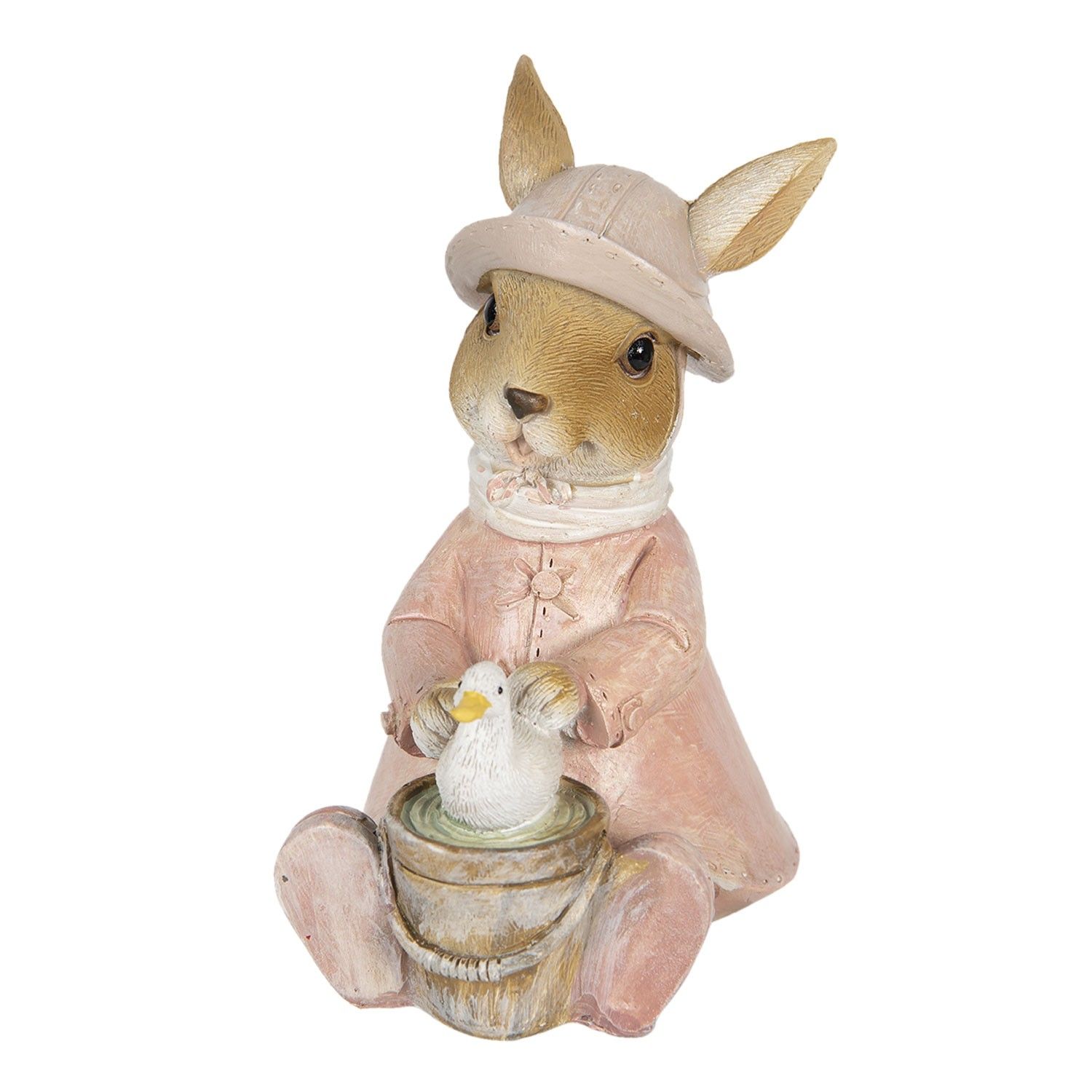 Dekorace králičí slečny v kabátku s kachničkou - 9*6*12 cm Clayre & Eef - LaHome - vintage dekorace