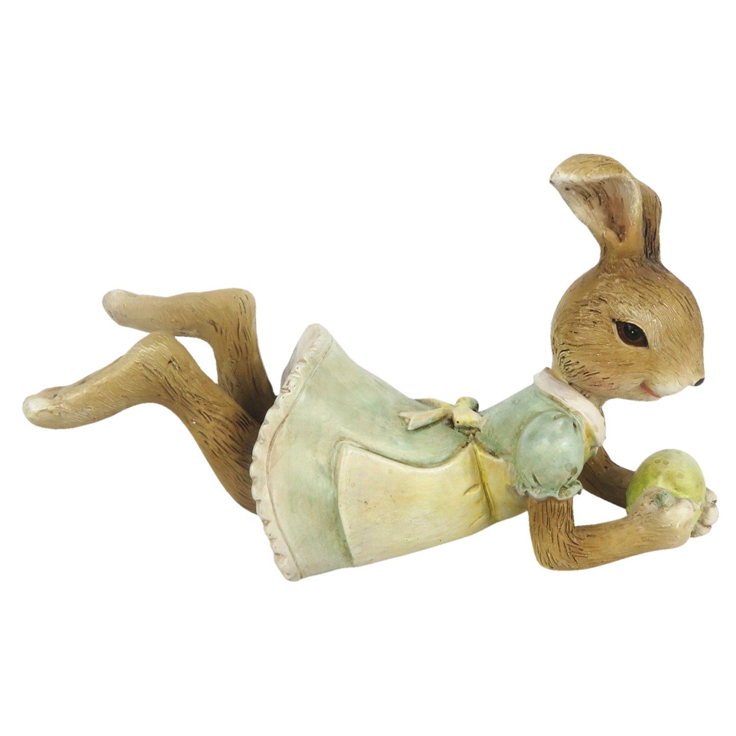 Dekorace králičí slečny v zelených šatech - 14*5*8 cm Clayre & Eef - LaHome - vintage dekorace
