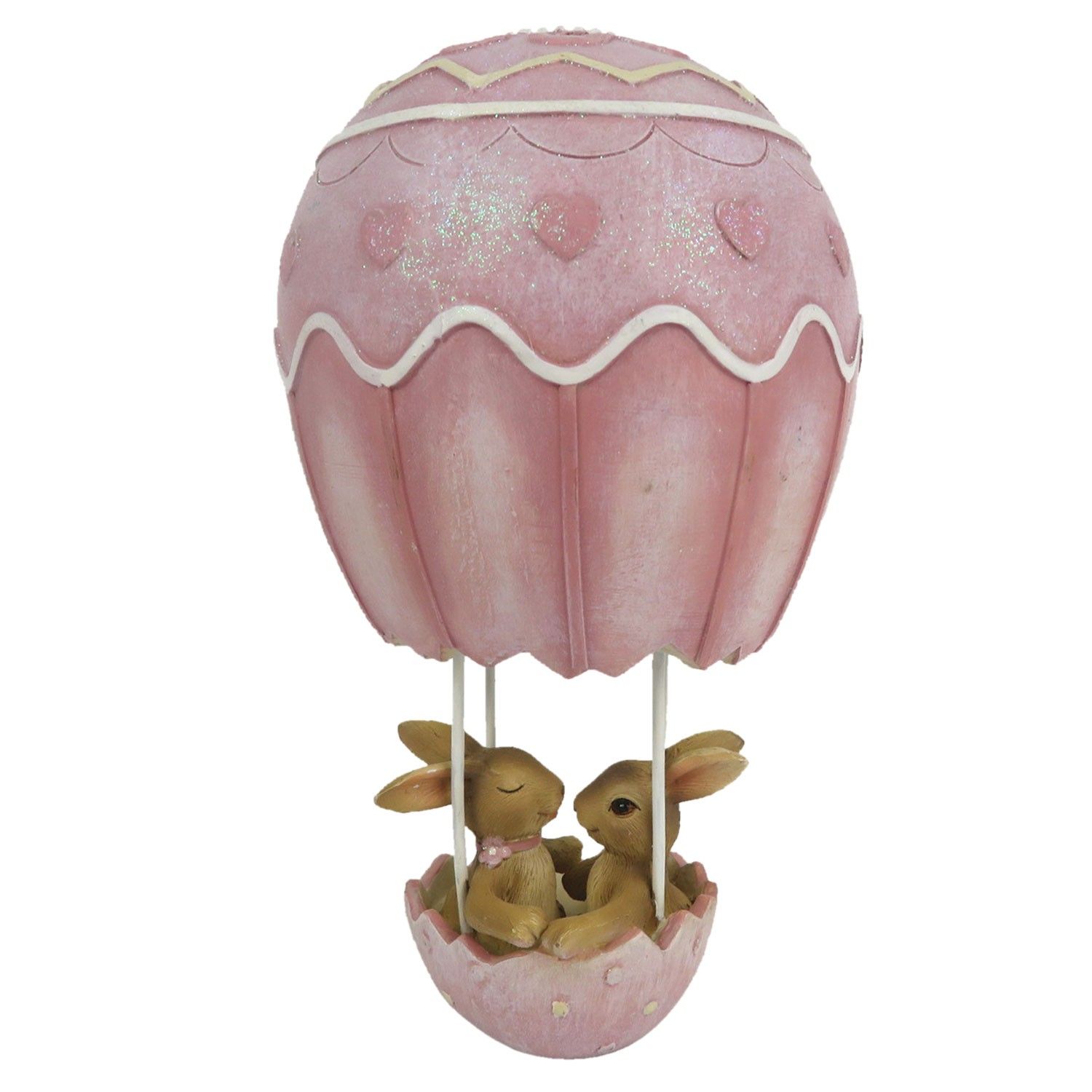 Dekorace králíčků v horkovzdušném balónu - 11*11*19 cm Clayre & Eef - LaHome - vintage dekorace