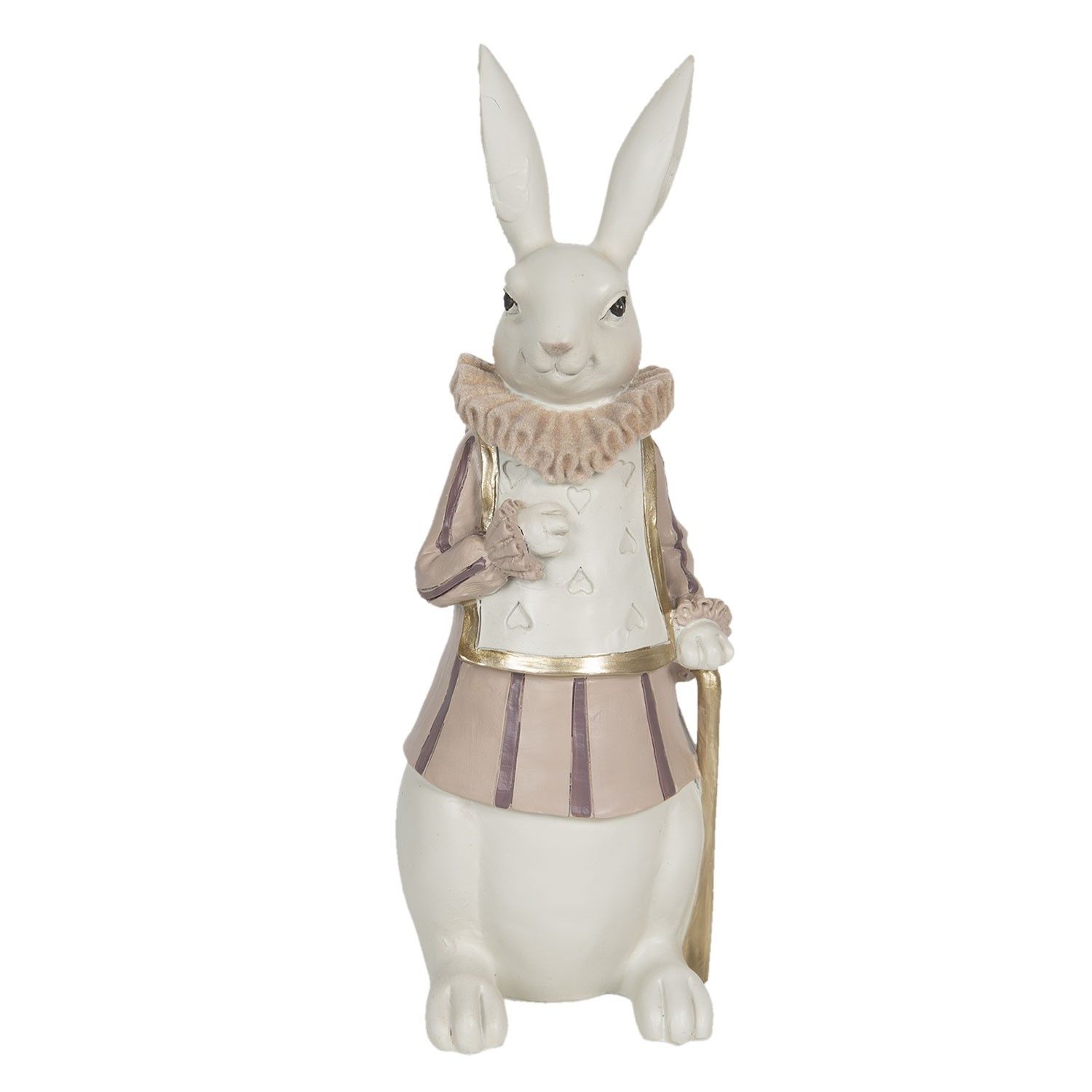 Dekorace králíka s límcem a hůlkou - 11*10*27 cm Clayre & Eef - LaHome - vintage dekorace