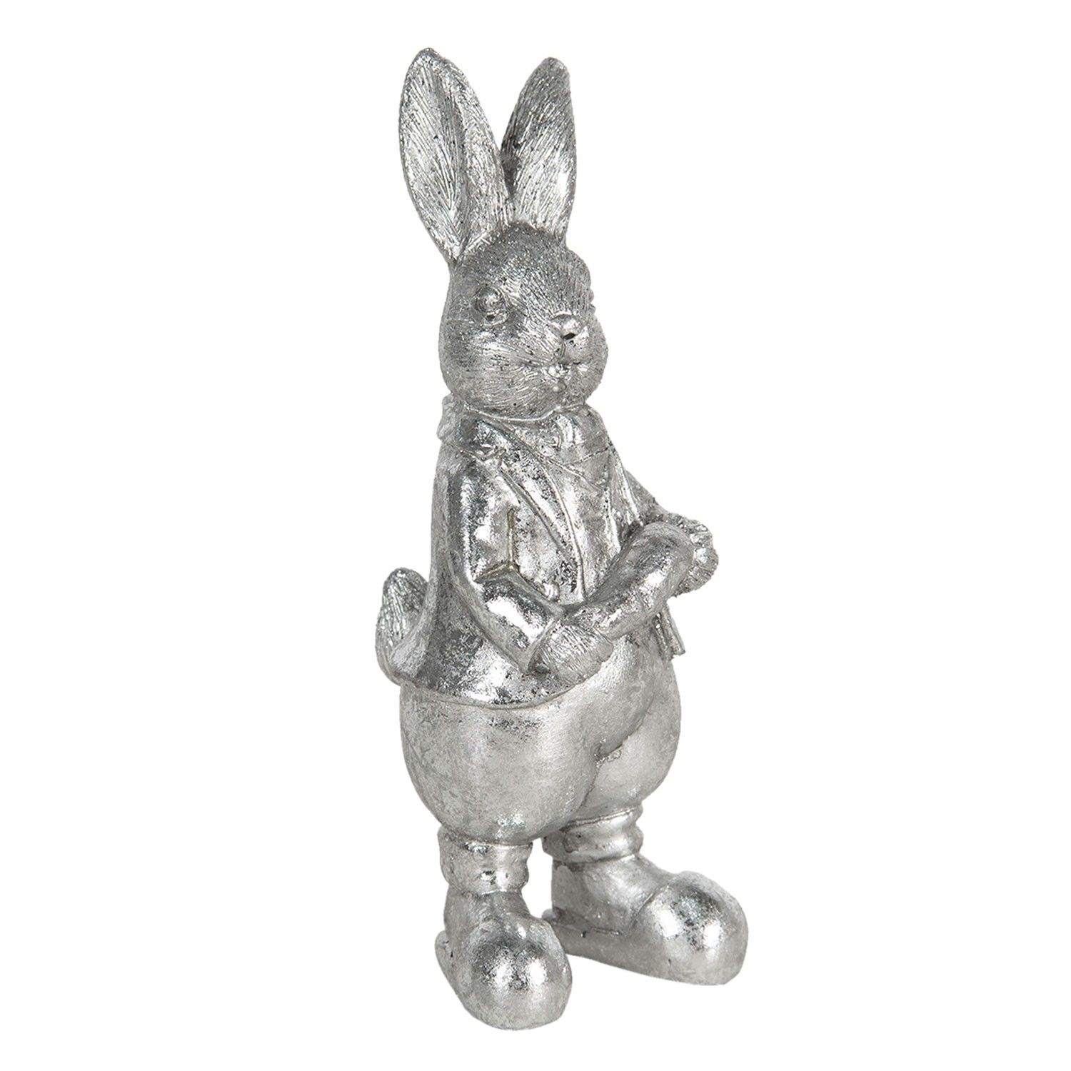 Stříbrná dekorace králíka s mrkví Métallique - 6*6*13 cm Clayre & Eef - LaHome - vintage dekorace