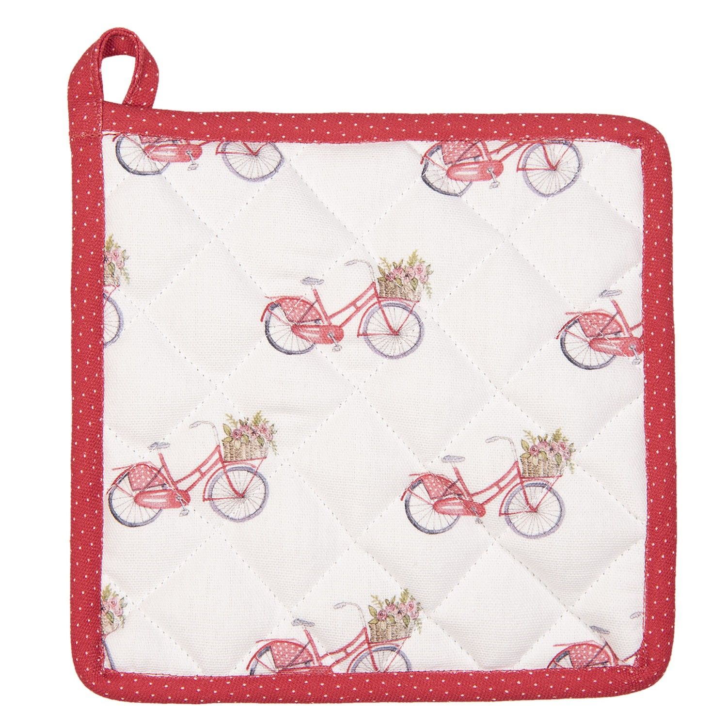 Kuchyňská bavlněná chňapka Red Bicycle - 20*20 cm Clayre & Eef - LaHome - vintage dekorace