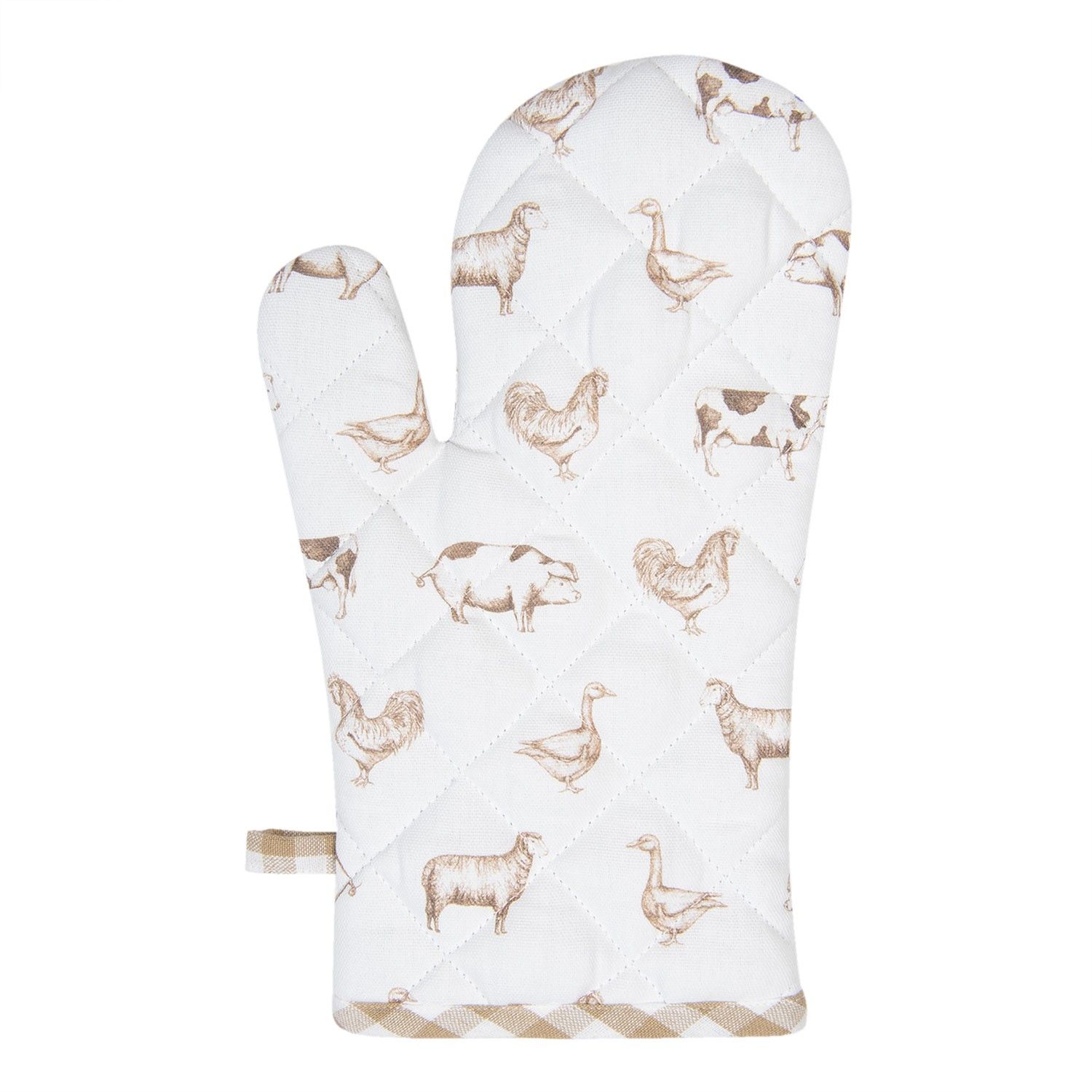 Kuchyňská chňapka z bavlny Country Life Animals béžovo-bílá - 16*30 cm Clayre & Eef - LaHome - vintage dekorace