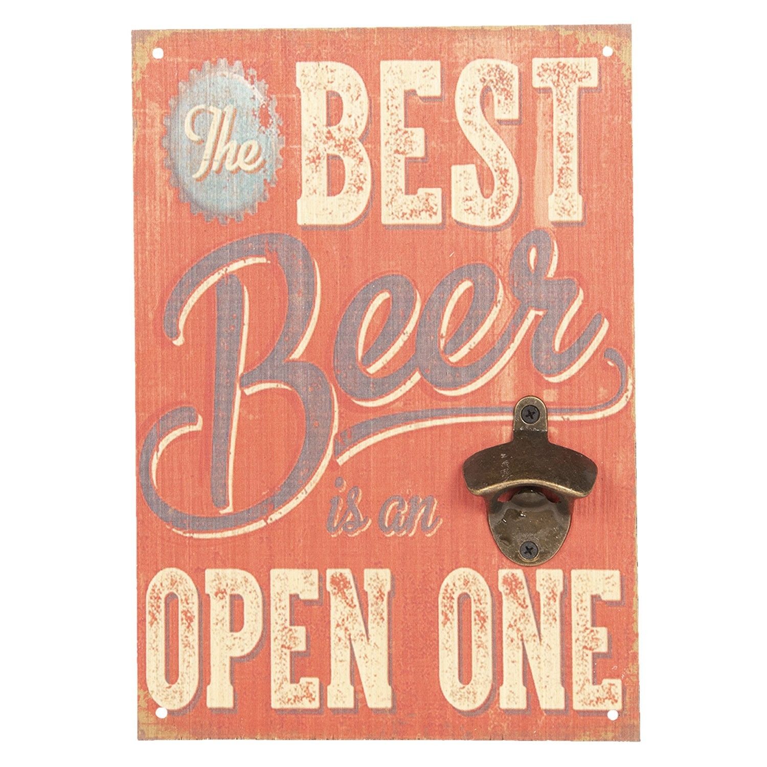 Dřevěná cedule na zeď s otvírákem na láhve Best Beer - 24*34 cm Clayre & Eef - LaHome - vintage dekorace