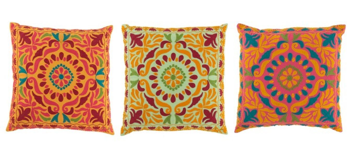 Set 3 barevných bavlněných polštářů Orient  - 48*48*11 cm J-Line by Jolipa - LaHome - vintage dekorace