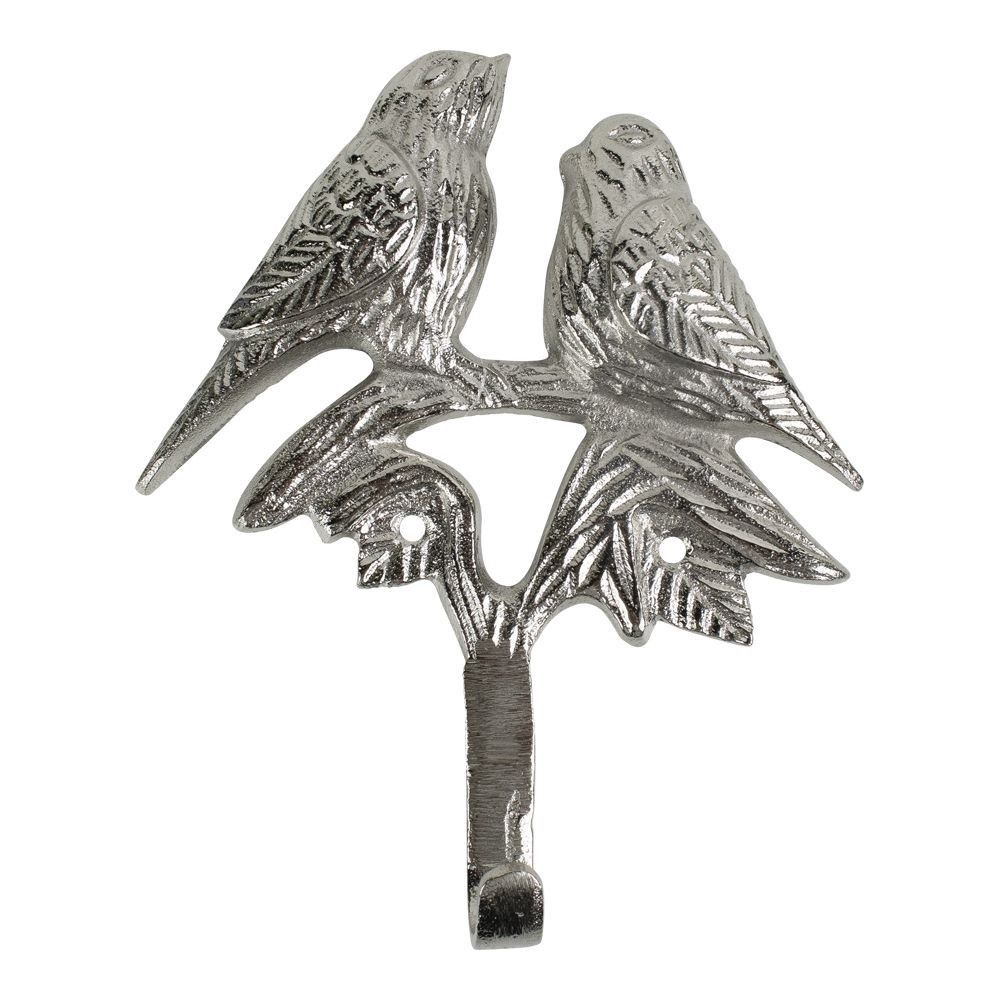 Stříbrný kovový háček s ptáčky - 15*3*18cm Mars & More - LaHome - vintage dekorace