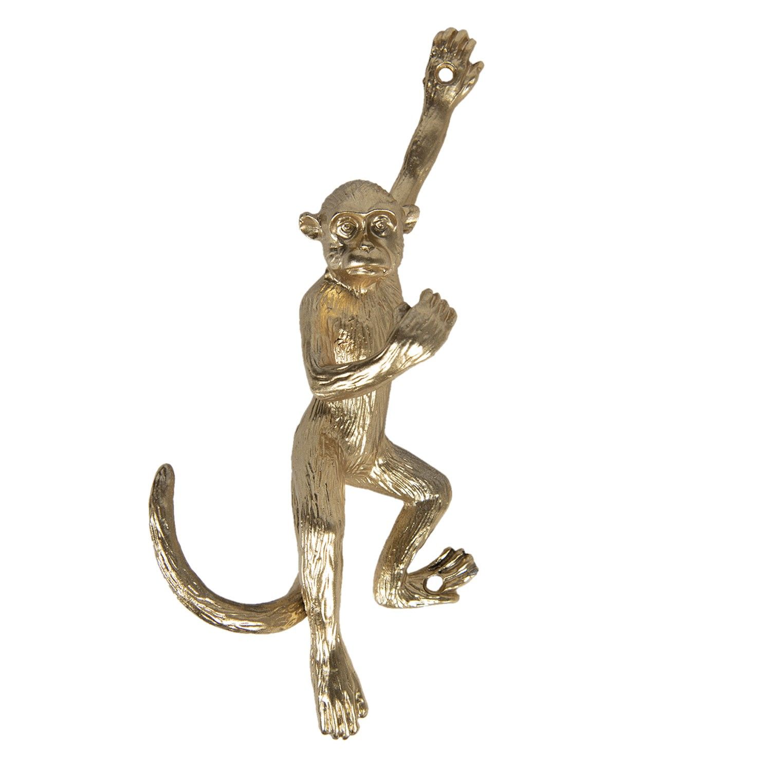 Zlatý nástěnný háček v designu opice - 8*6*19 cm Clayre & Eef - LaHome - vintage dekorace