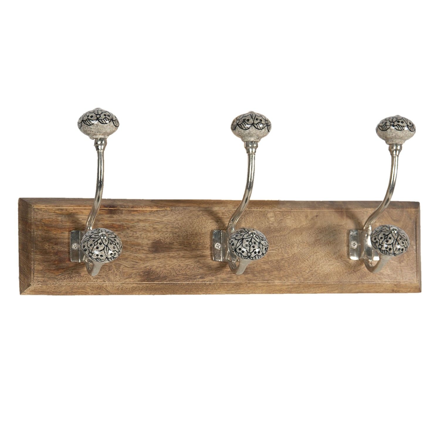 Dřevěný věšák s keramickými knopkami - 44*10*17 cm Clayre & Eef - LaHome - vintage dekorace
