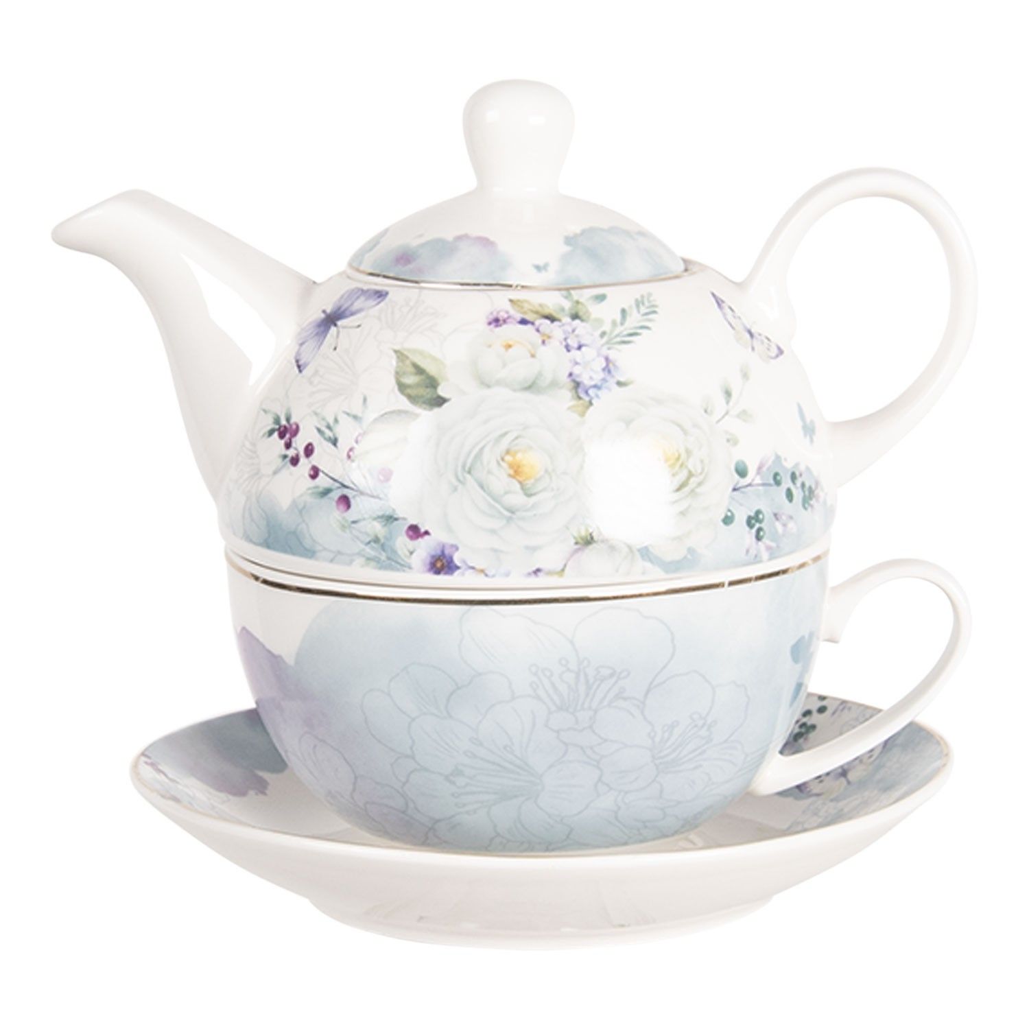 Porcelánový tea for one Butterfly  - 0,46L Clayre & Eef - LaHome - vintage dekorace