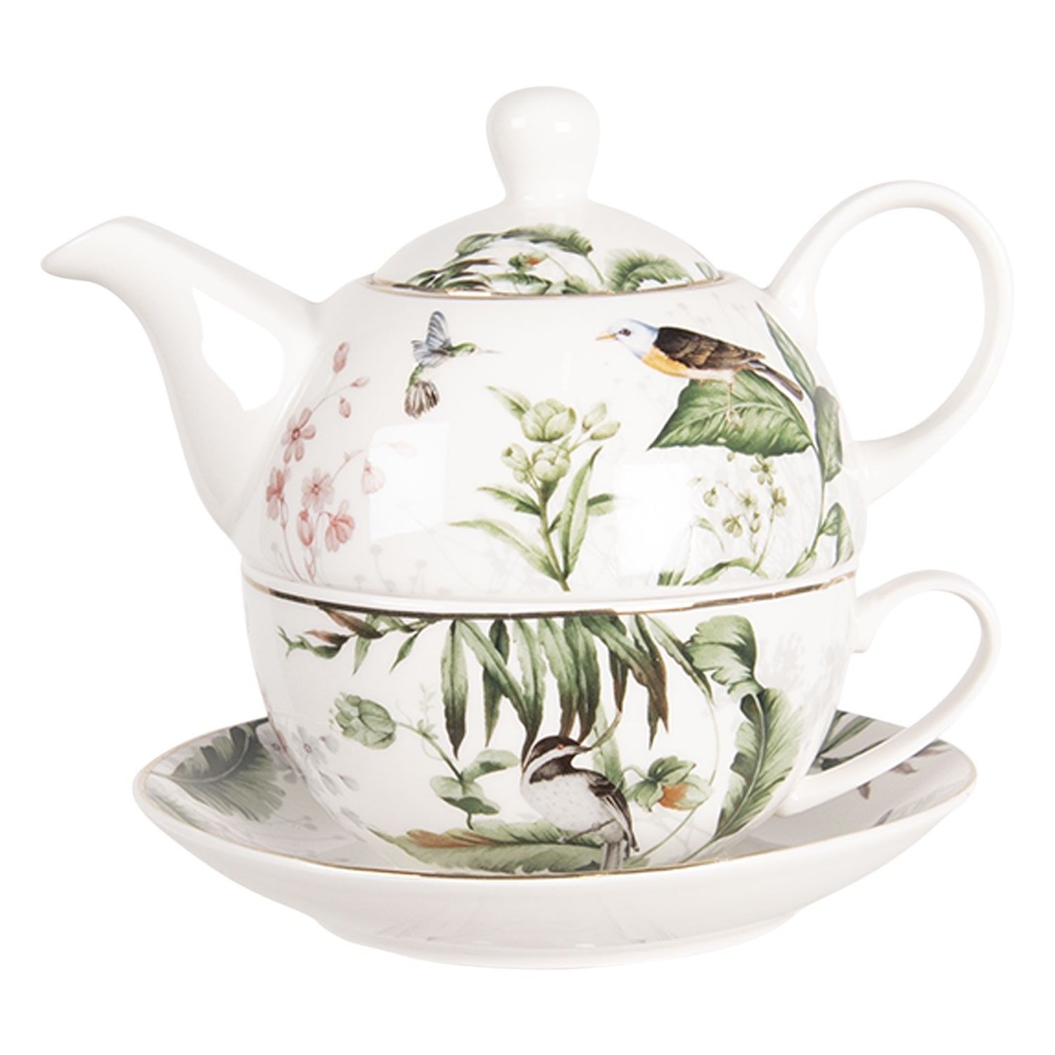 Porcelánový tea for one Tropical birds - 0,46L Clayre & Eef - LaHome - vintage dekorace