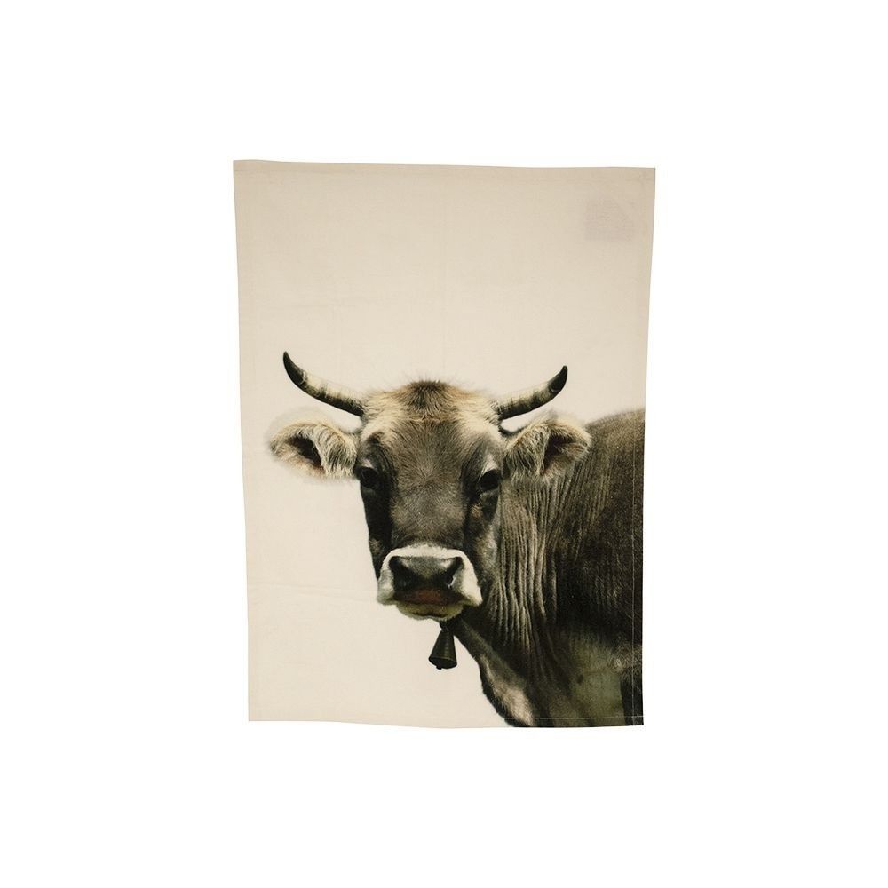Béžová bavlněná utěrka s motivem švýcarské krávy - 70*50cm Mars & More - LaHome - vintage dekorace