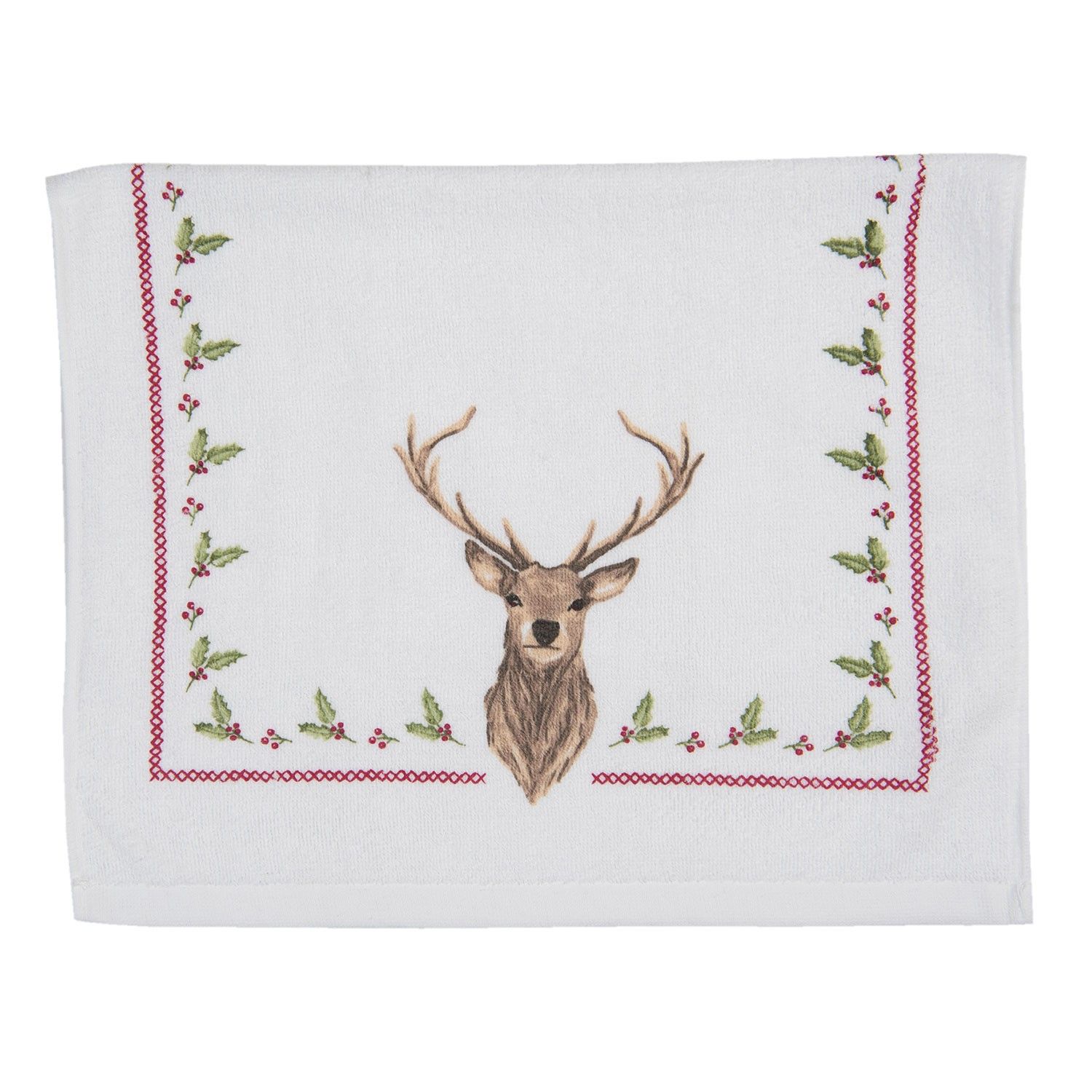 Froté kuchyňský ručník s jelenem Cosy Lodge - 40*66 cm Clayre & Eef - LaHome - vintage dekorace